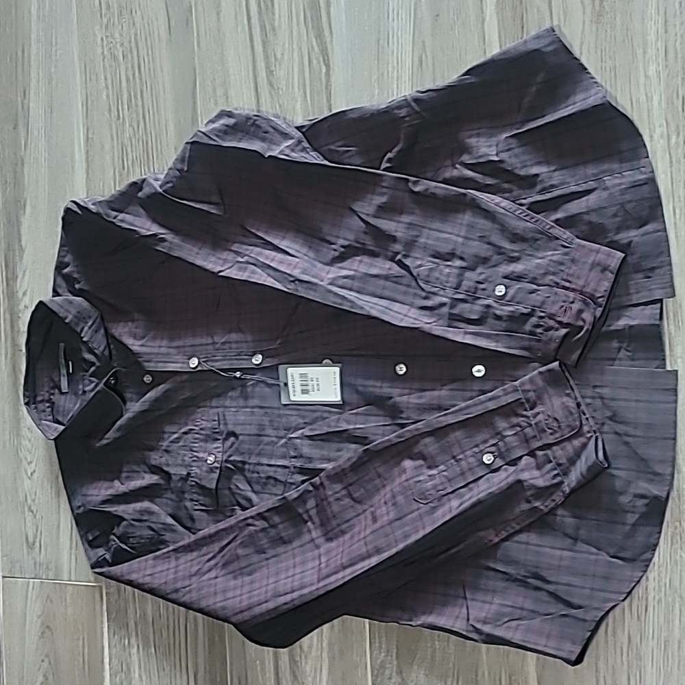 John Varvatos XL plaid purple and teal blue dress shirt (NEW)